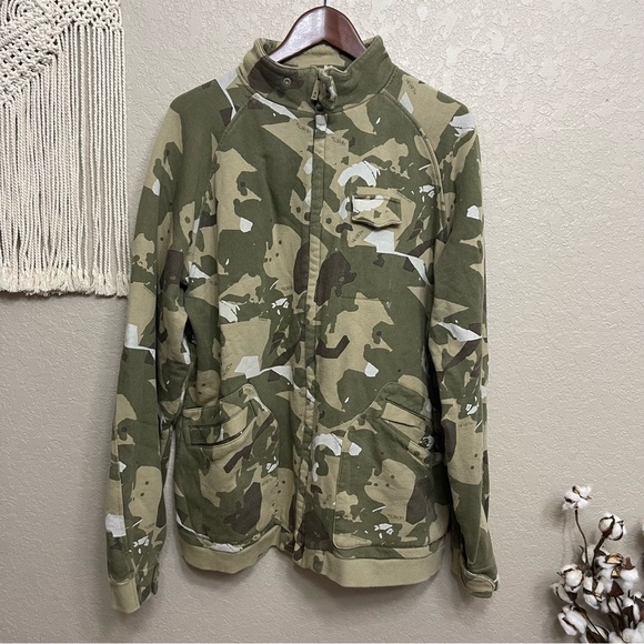 Addict Camouflage heavy cotton full zip Jacket Camo Sz L - Picture 1 of 9